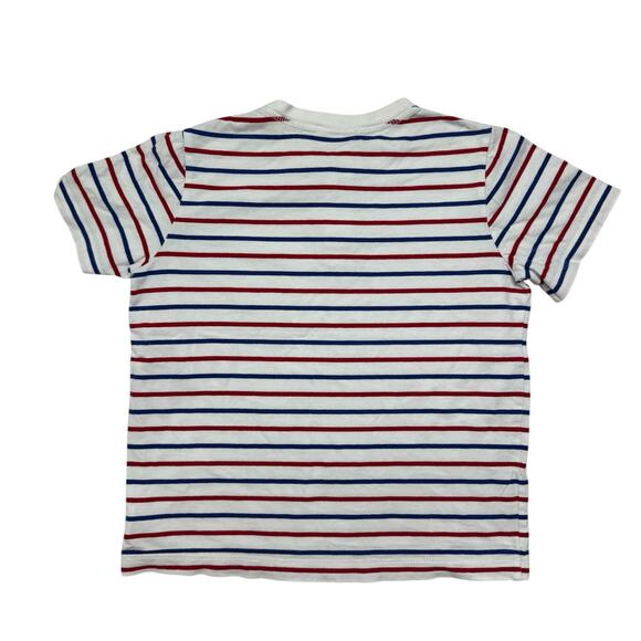 HANNA ANDERSSON Red White Blue Henley Short Sleeve Tee Size 8 130 Kids Cotton - Picture 2 of 4